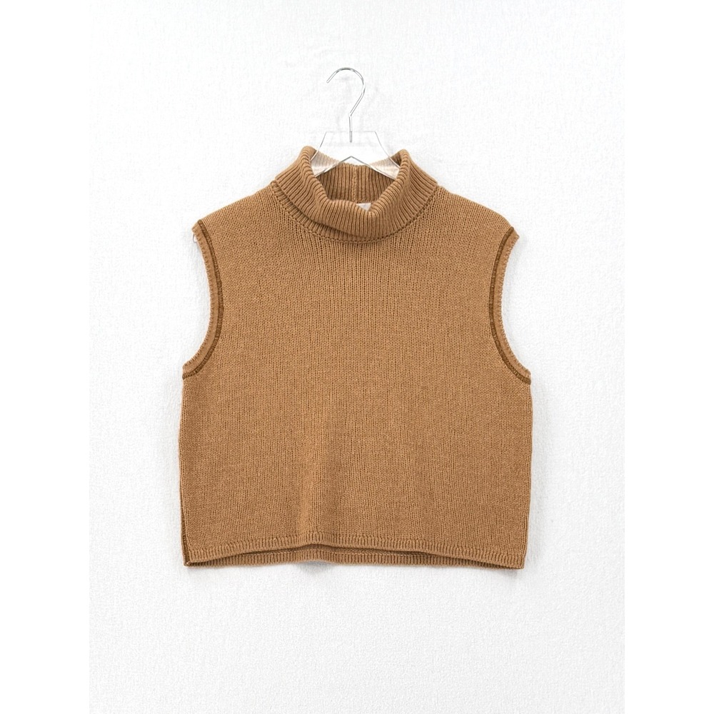 THE ROW Giselle Cashmere Turleneck Sweater Womens Medium Camel Brown Sleeveless - Picture 4 of 16